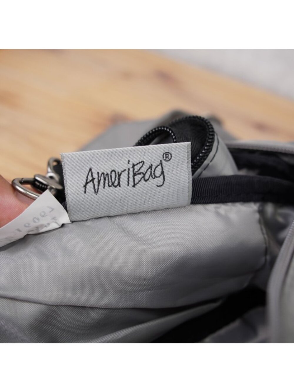 AmeriBag Classic Microfiber Healthy Back Bag Medium Gray Sling Backpack Bag EUC - Picture 8 of 11